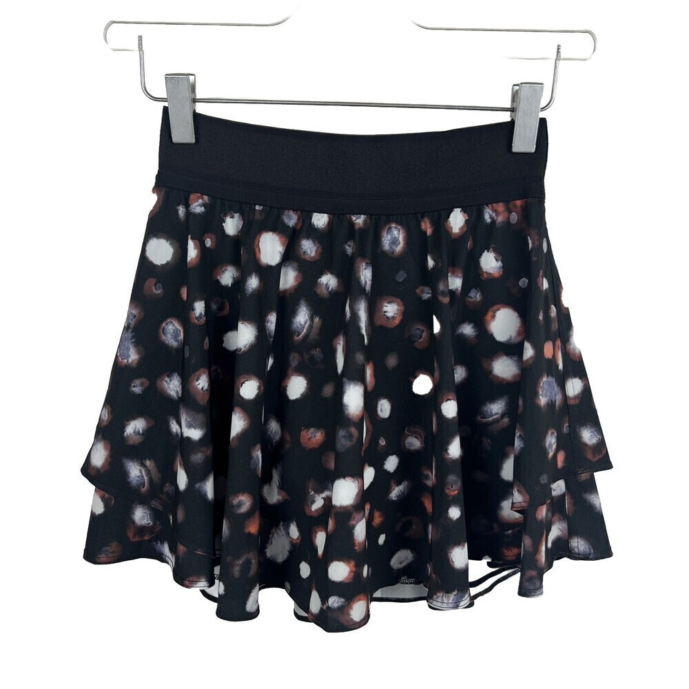Lululemon Skort 2 Womens Black Court Rival Colourhaze Dot Inverse Orange Multi